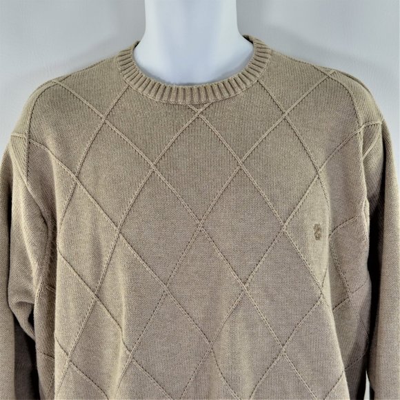 Izod men's  diamond weave pull over tan sweater XLT - Picture 3 of 6